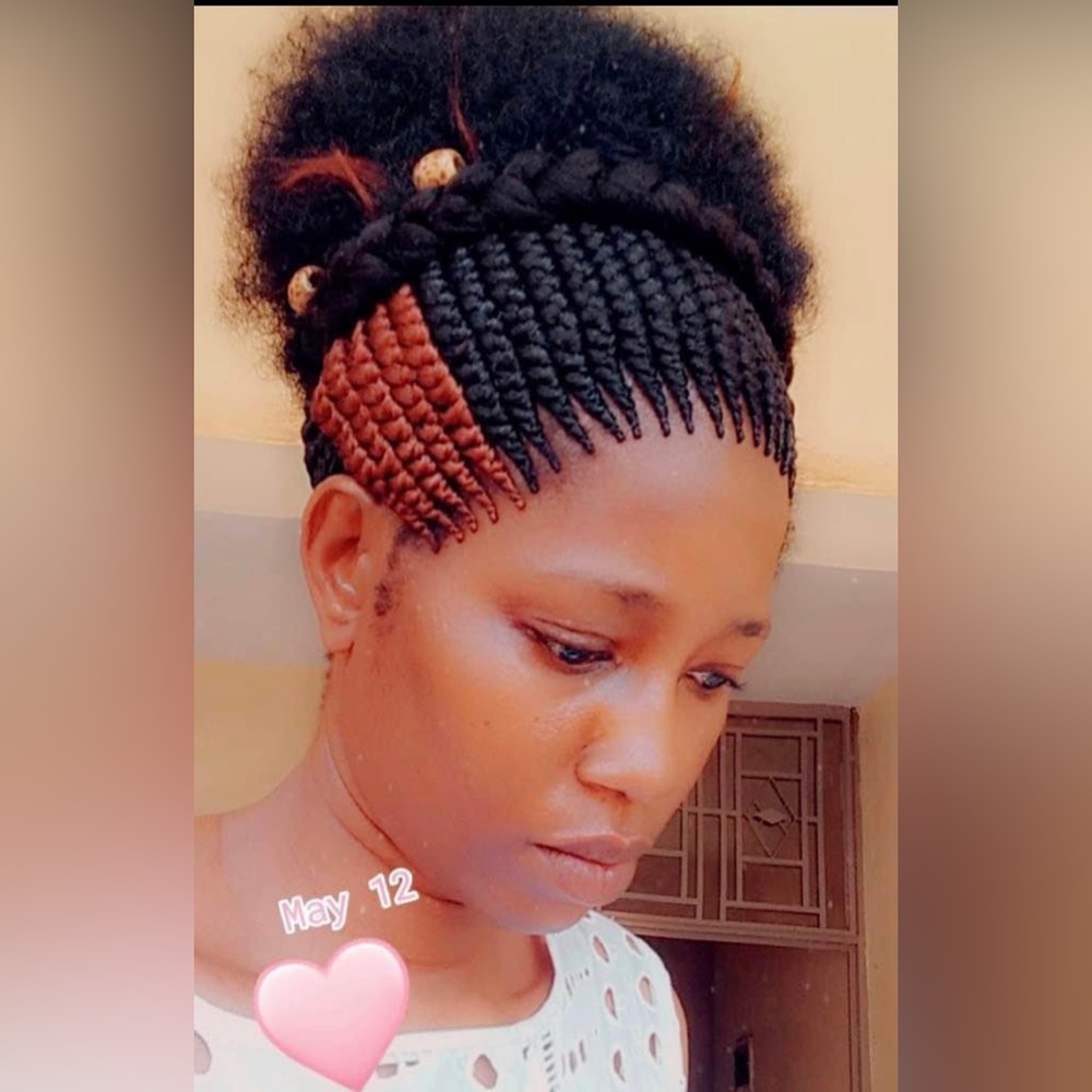COPY - Braided wigs handmade Afro mix black/brown as picture